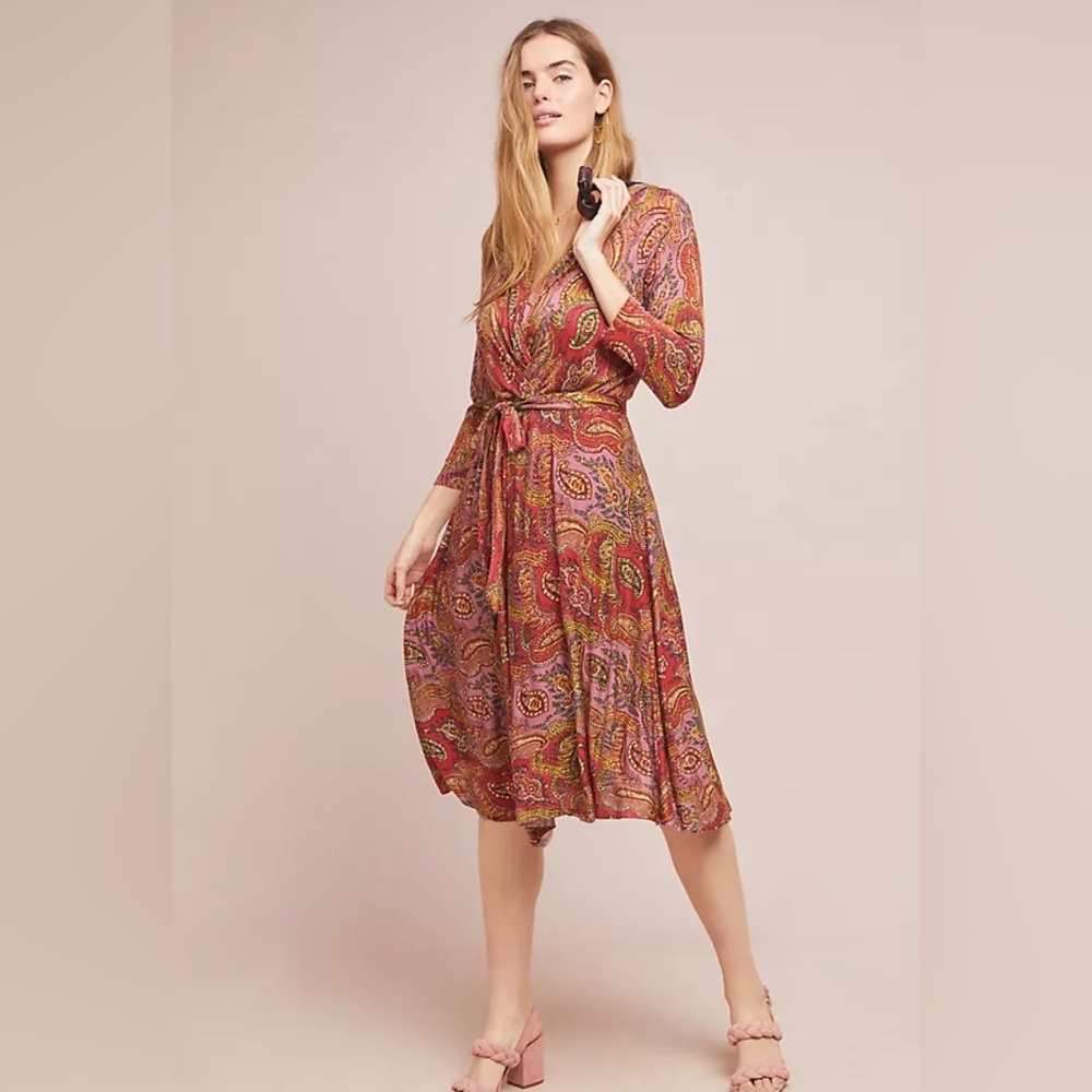 Anthropologie Maeve Paisley Midi dress size M petite